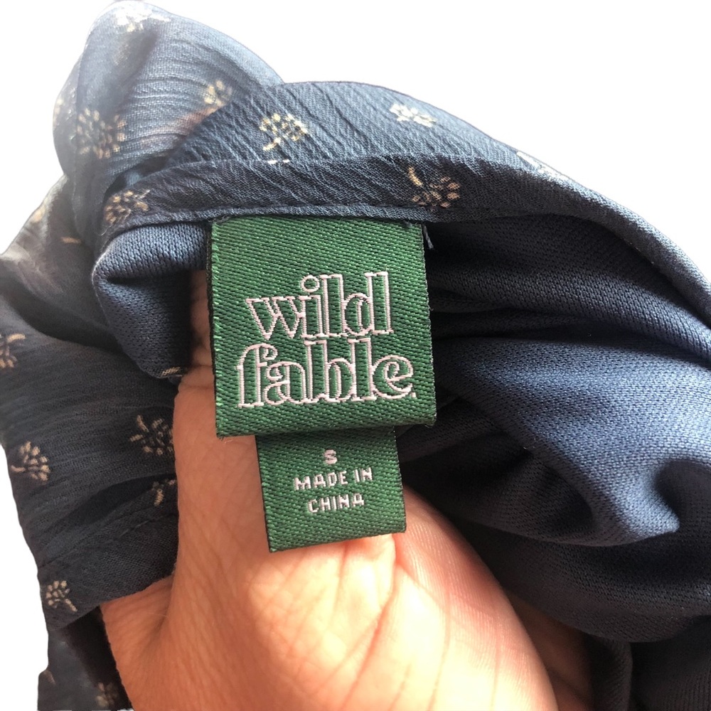 Wild Fable Elastic Waist Blue Print Prairie Dress size Small - Picture 6 of 12